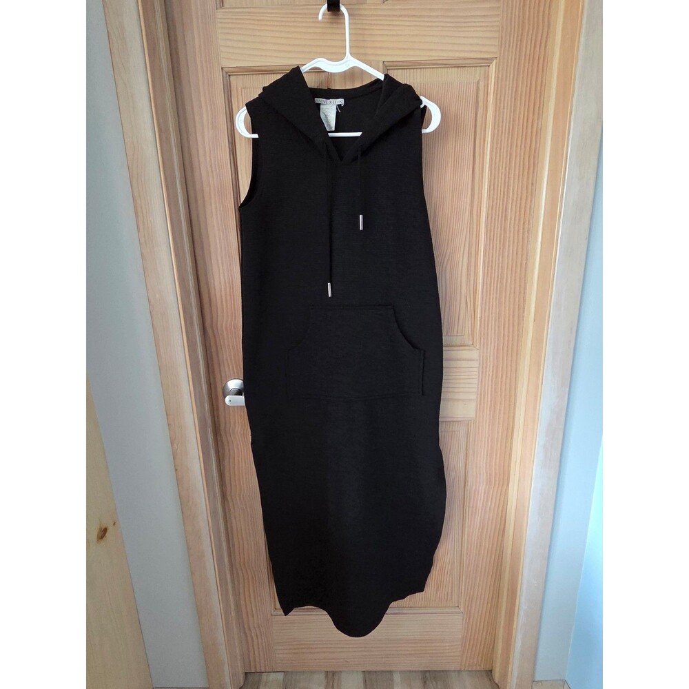 Anne Klein Black Sleeveless Hooded Maxi Dress Small